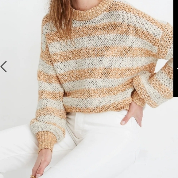 Madewell Baez Pullover Sweater in Stripe NWT Size Large - Picture 2 of 6